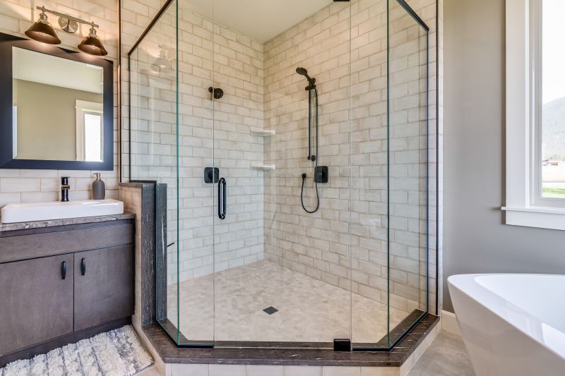 Dual Shower Heads with Glass Partition